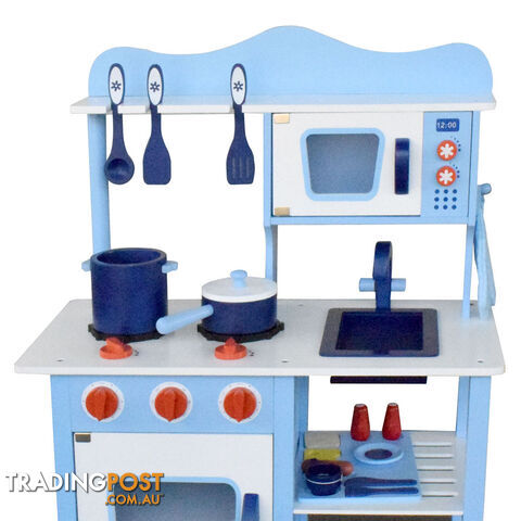 Children Wooden Kitchen Play Set Blue - photo 3 of 8