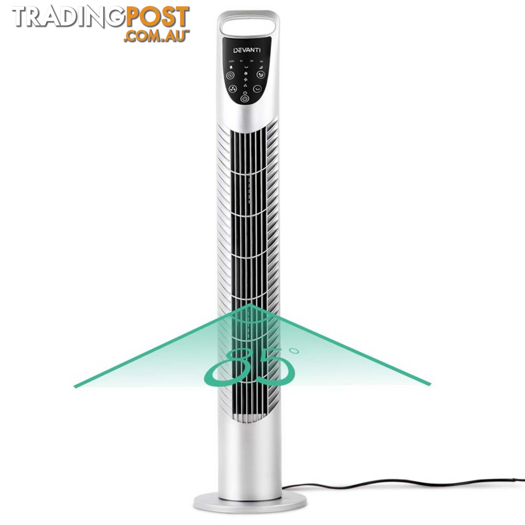 3 Speed Tower Fan  with Remote Control - Silver