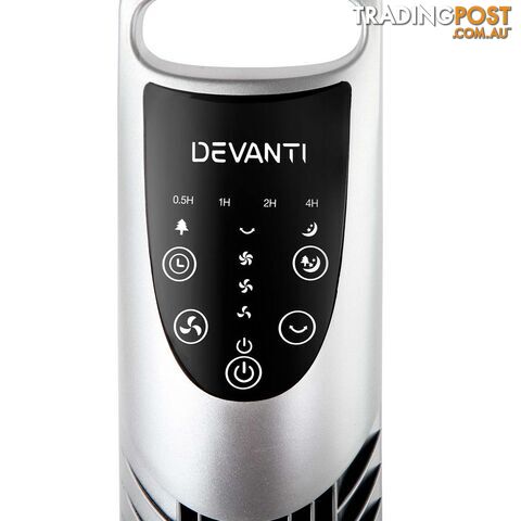 3 Speed Tower Fan  with Remote Control - Silver