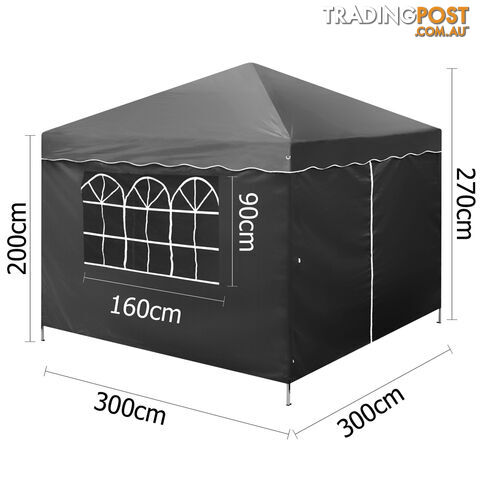 3m x 3m Folding Garden Outdoor Gazebo Marquee Black - photo 2 of 8