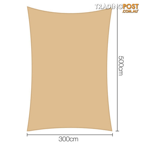 Heavy Duty 185GSM Shade Sail Canopy 3 x 5 M Sand