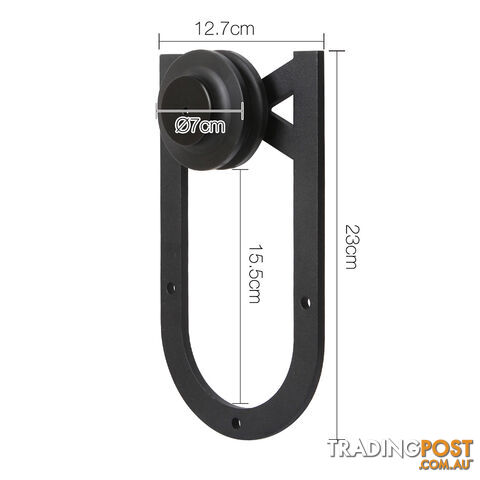 Cross Design Sliding Barn Door Hardware Track Set Powder Coat Steel Black - 2M