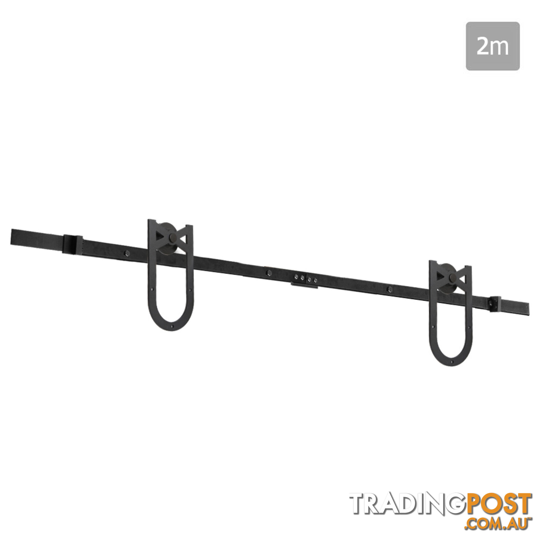 Cross Design Sliding Barn Door Hardware Track Set Powder Coat Steel Black - 2M