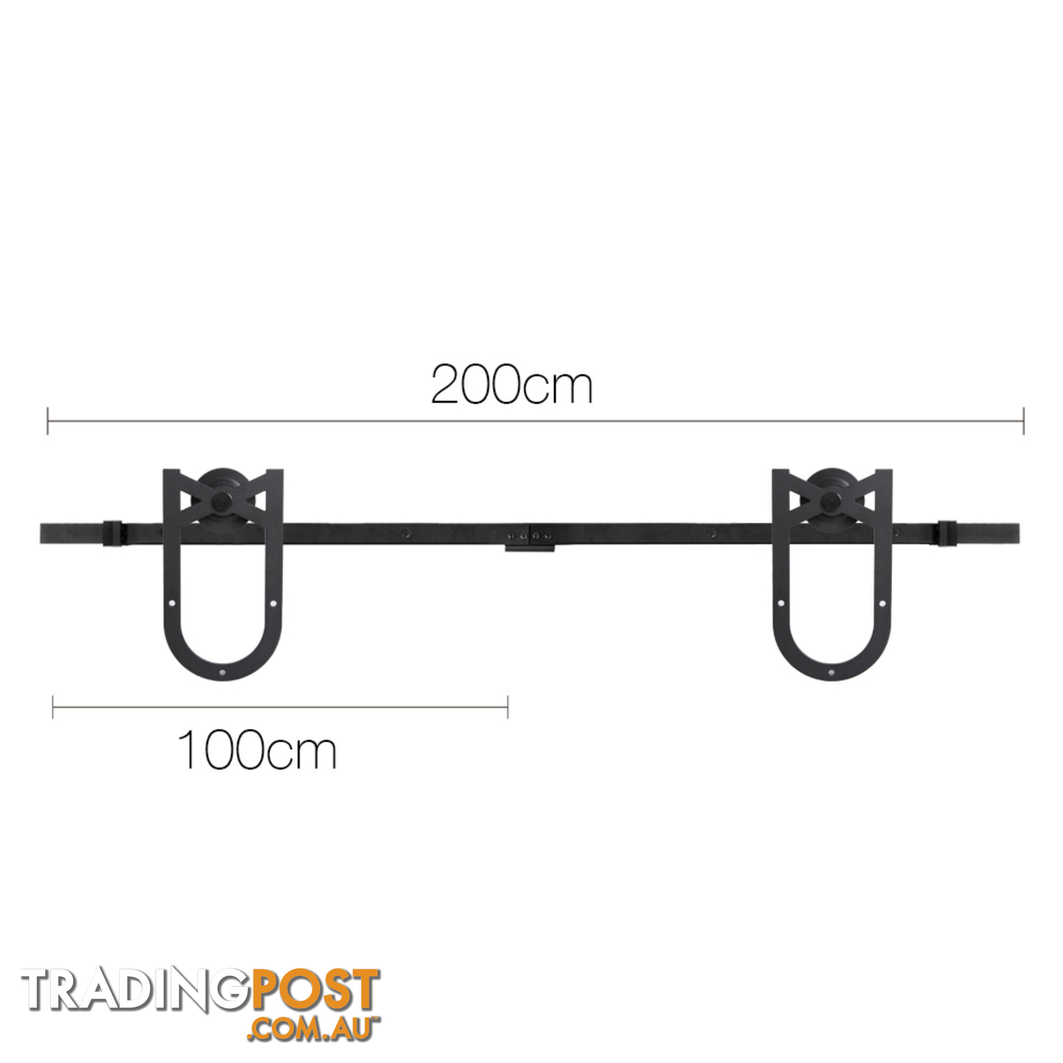 Cross Design Sliding Barn Door Hardware Track Set Powder Coat Steel Black - 2M