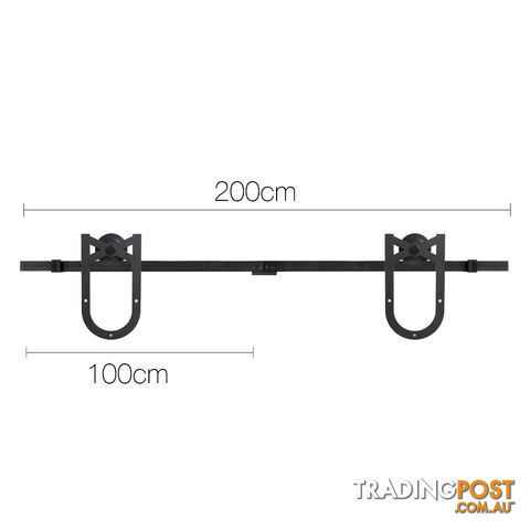 Cross Design Sliding Barn Door Hardware Track Set Powder Coat Steel Black - 2M