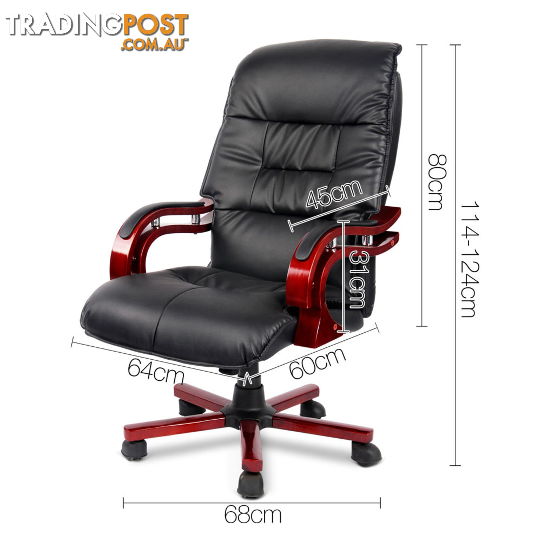 PU Leather & Wood Deluxe Office Chair