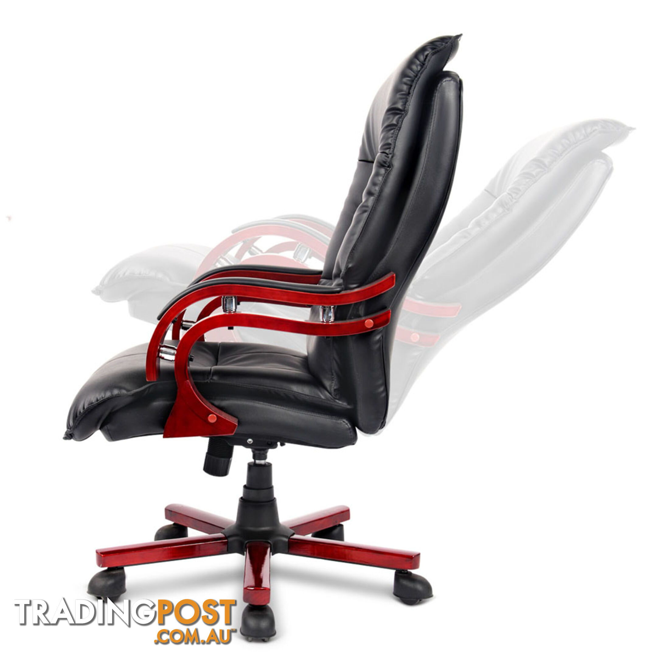 PU Leather & Wood Deluxe Office Chair