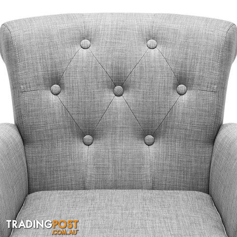 Wing Armchair French Provincial Linen Fabric Ash Grey - photo 5 of 9