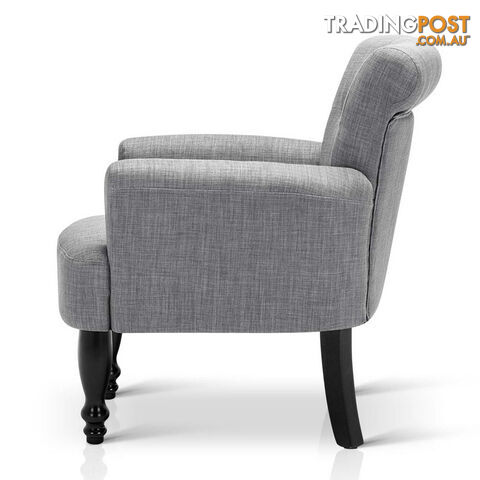 Wing Armchair French Provincial Linen Fabric Ash Grey - photo 4 of 9