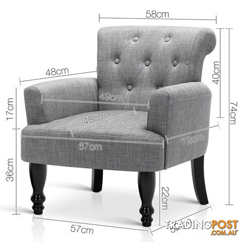 Wing Armchair French Provincial Linen Fabric Ash Grey - photo 2 of 9