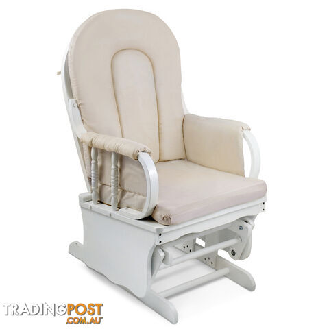 Baby Breast Feeding Sliding Glider Chair w/ Ottoman White Beige