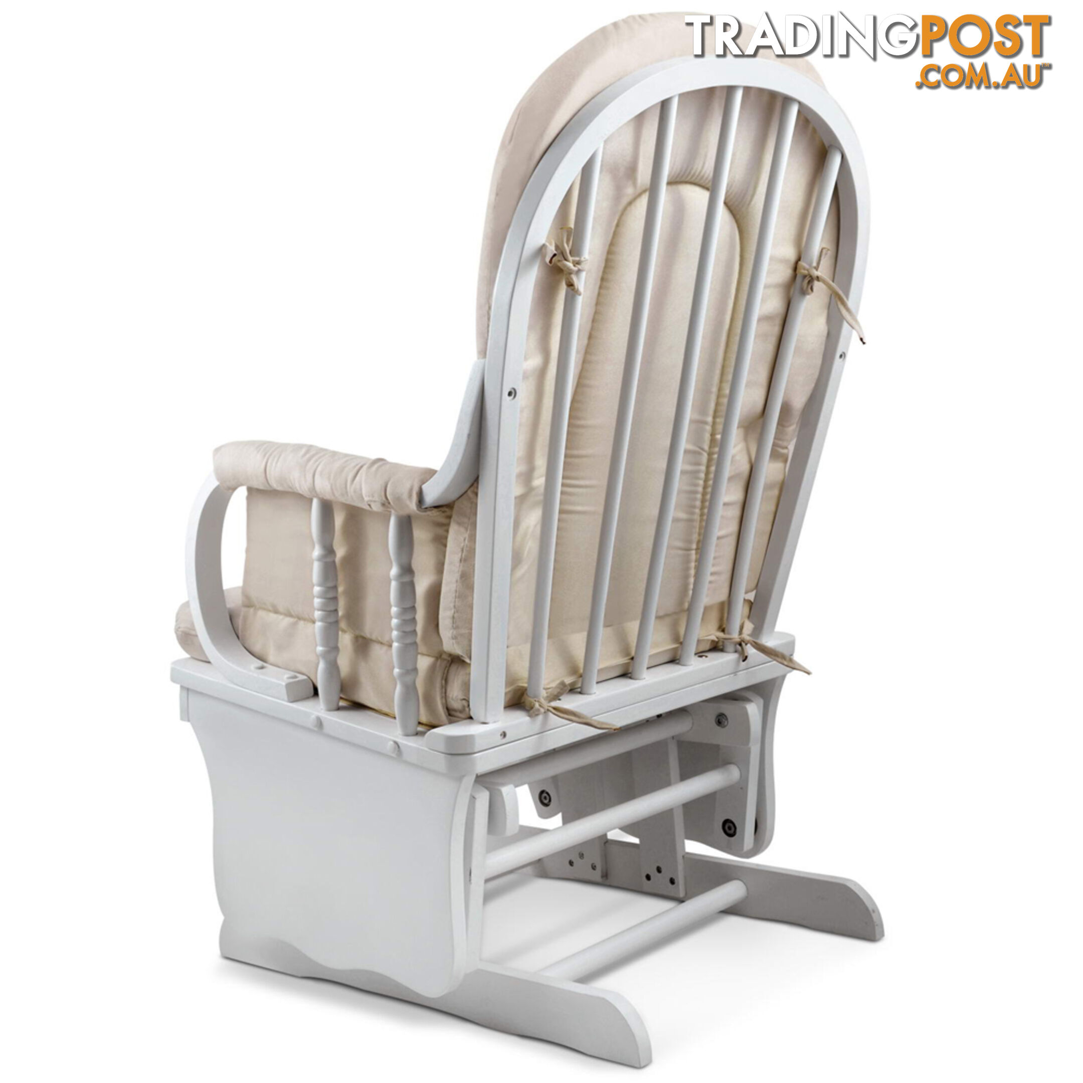 Baby Breast Feeding Sliding Glider Chair w/ Ottoman White Beige