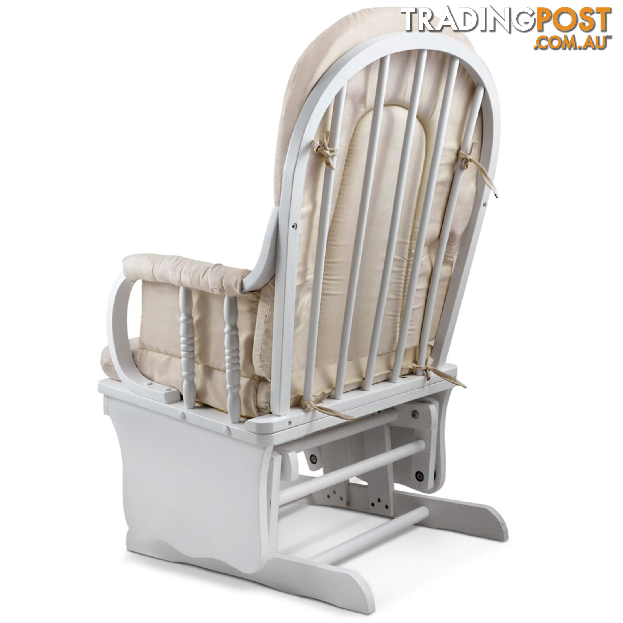 Baby Breast Feeding Sliding Glider Chair w/ Ottoman White Beige