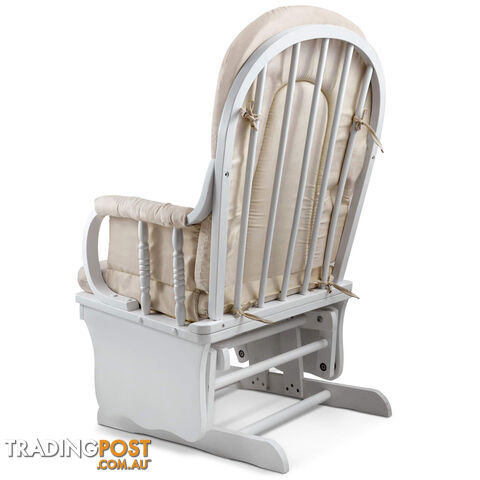 Baby Breast Feeding Sliding Glider Chair w/ Ottoman White Beige