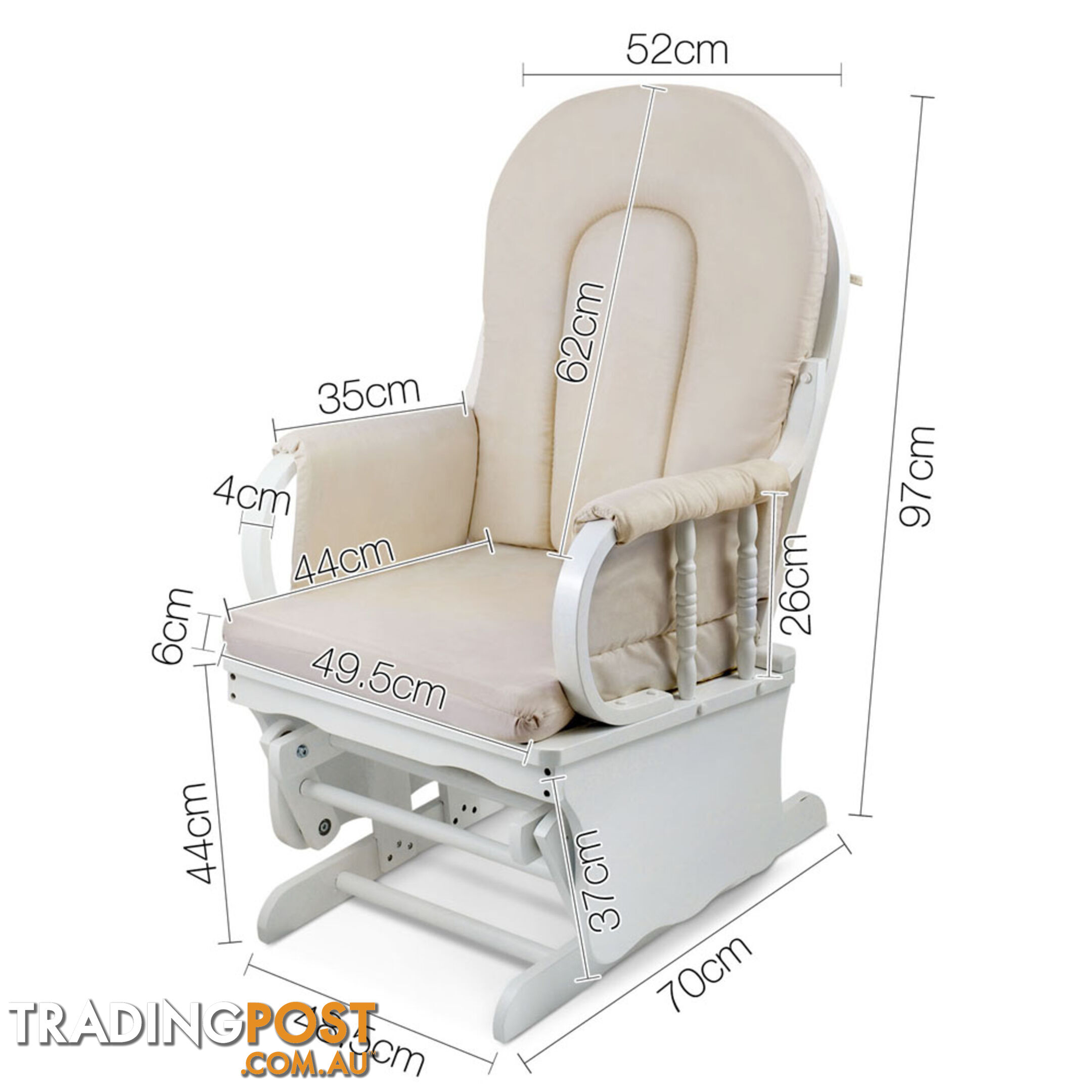 Baby Breast Feeding Sliding Glider Chair w/ Ottoman White Beige