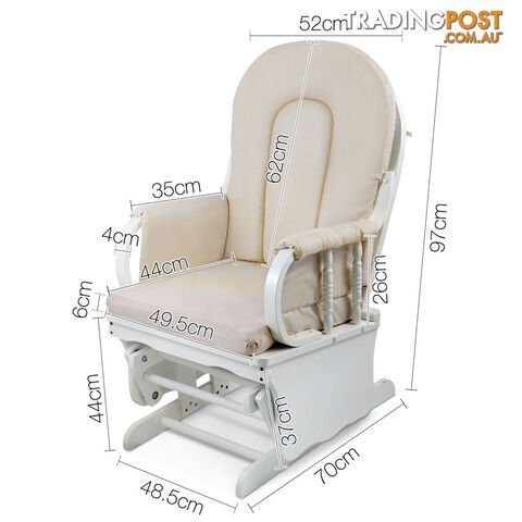 Baby Breast Feeding Sliding Glider Chair w/ Ottoman White Beige