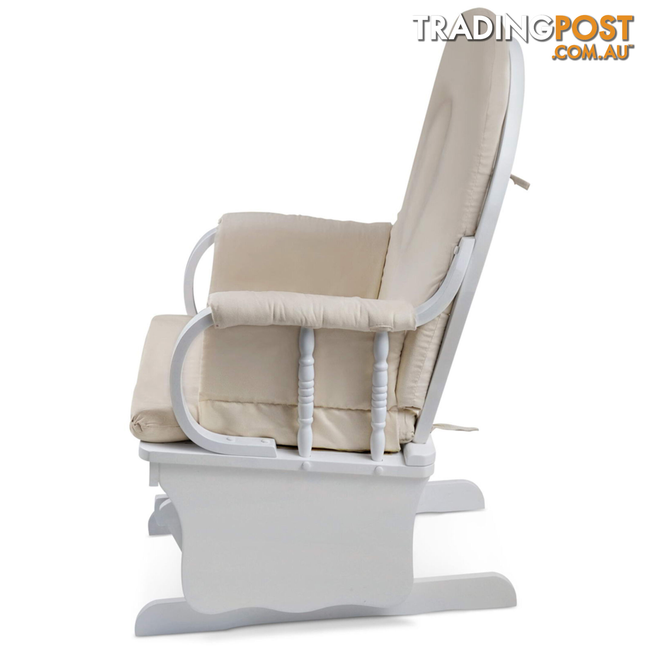 Baby Breast Feeding Sliding Glider Chair w/ Ottoman White Beige