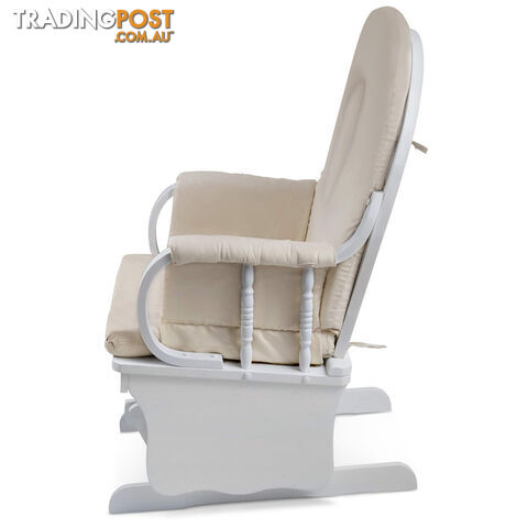 Baby Breast Feeding Sliding Glider Chair w/ Ottoman White Beige