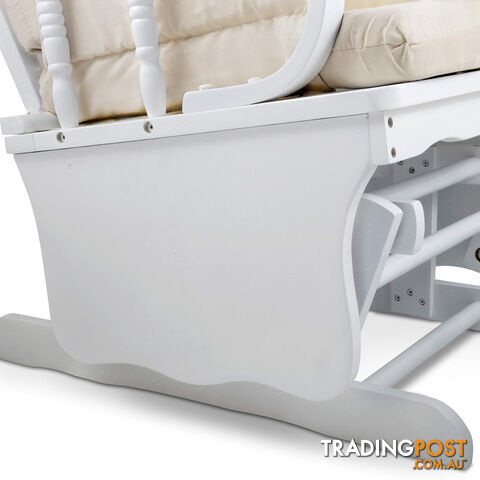 Baby Breast Feeding Sliding Glider Chair w/ Ottoman White Beige