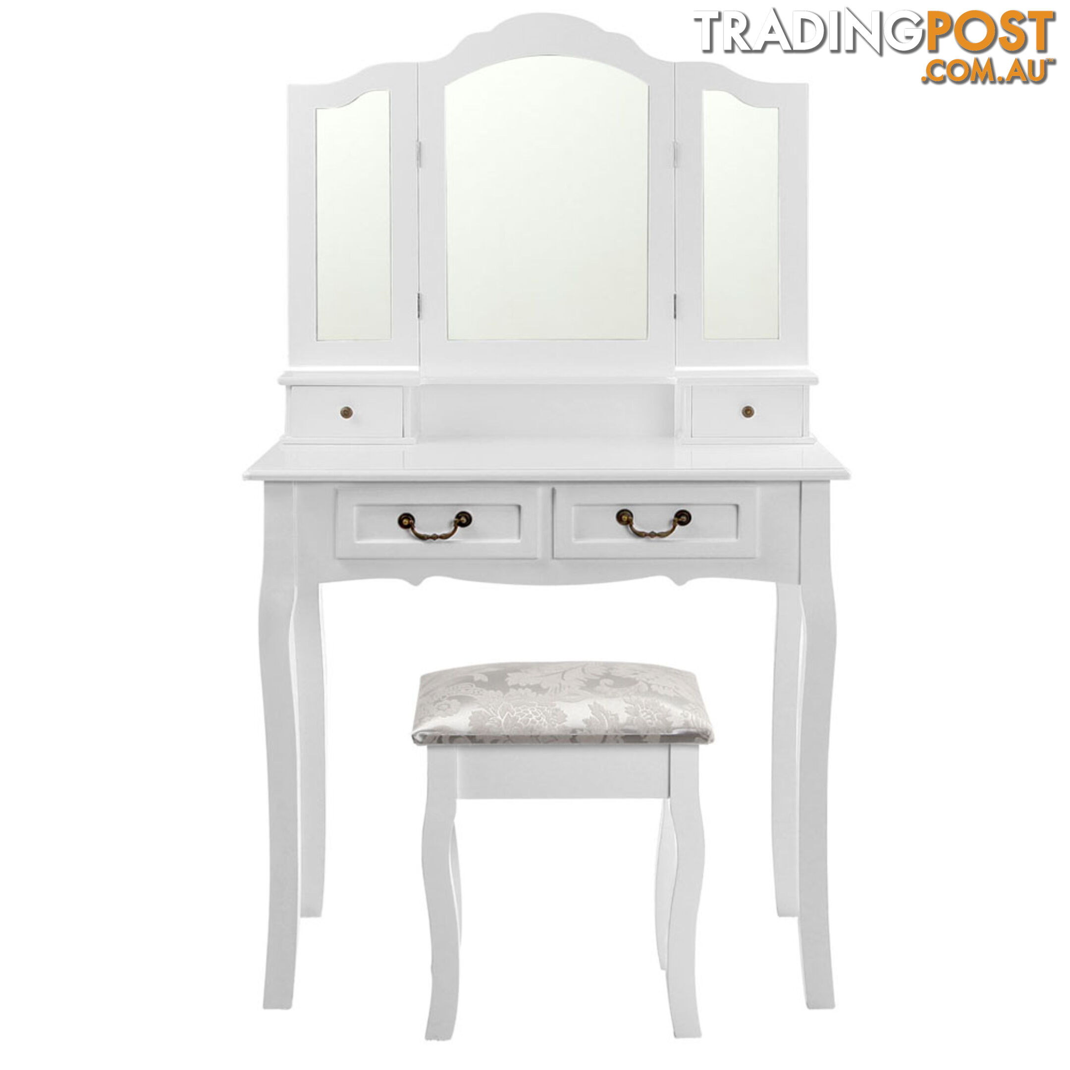 4 Drawer Dressing Table w/ Mirror White