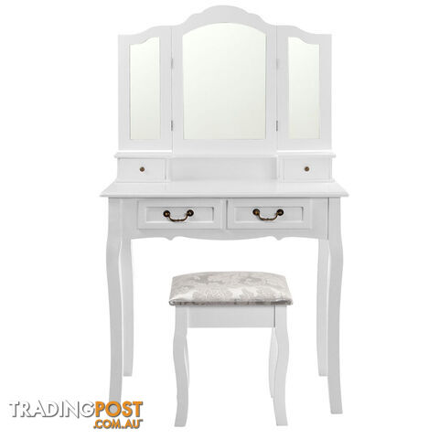 4 Drawer Dressing Table w/ Mirror White