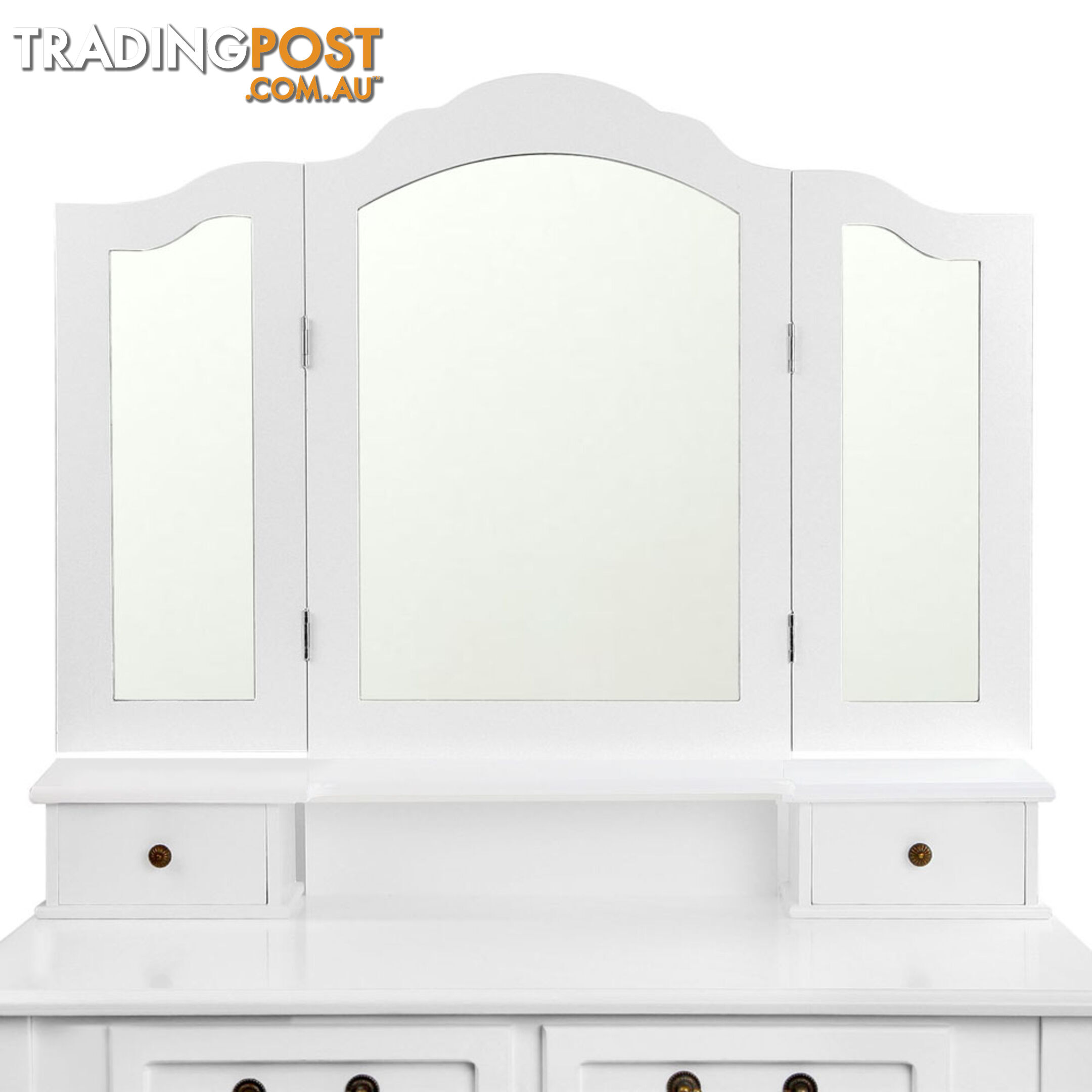 4 Drawer Dressing Table w/ Mirror White