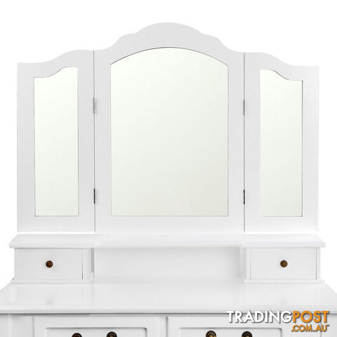 4 Drawer Dressing Table w/ Mirror White