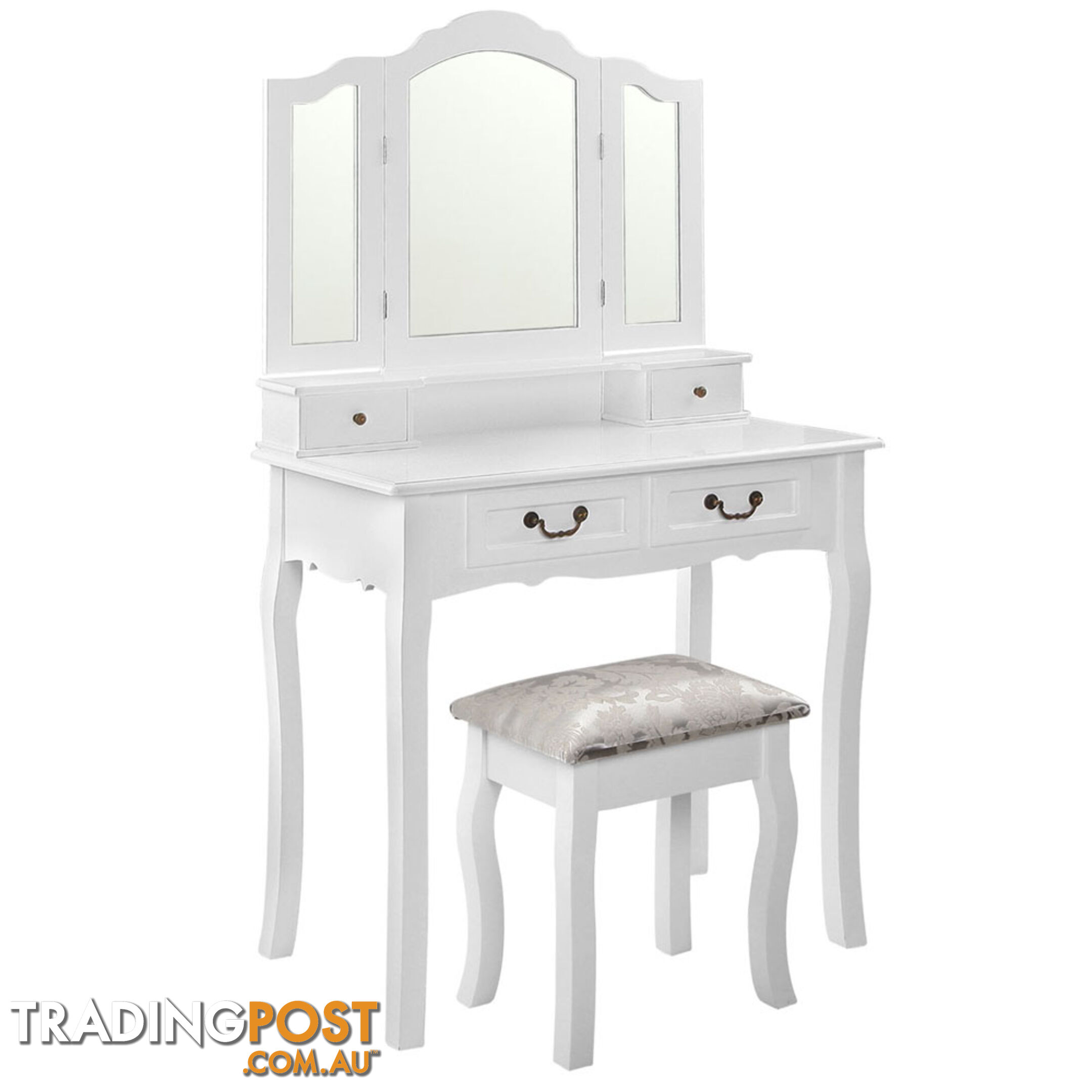 4 Drawer Dressing Table w/ Mirror White