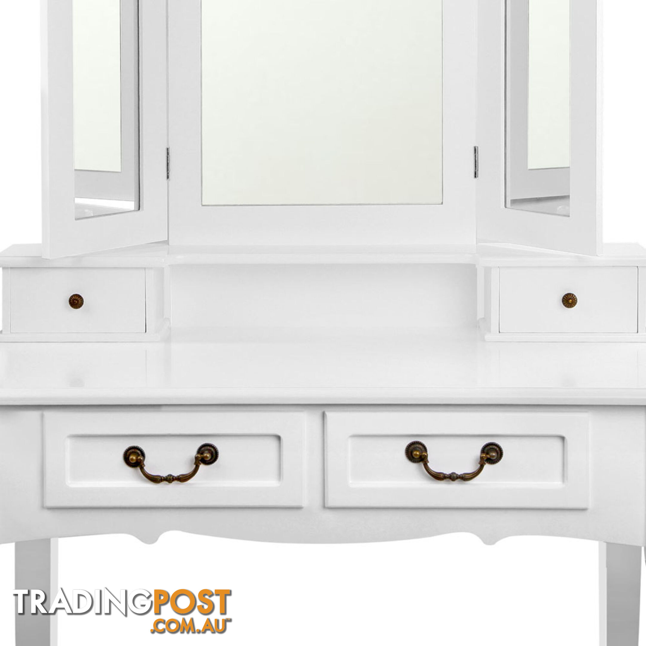 4 Drawer Dressing Table w/ Mirror White