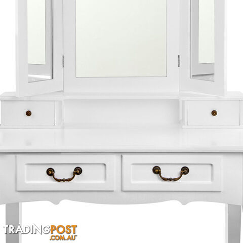 4 Drawer Dressing Table w/ Mirror White