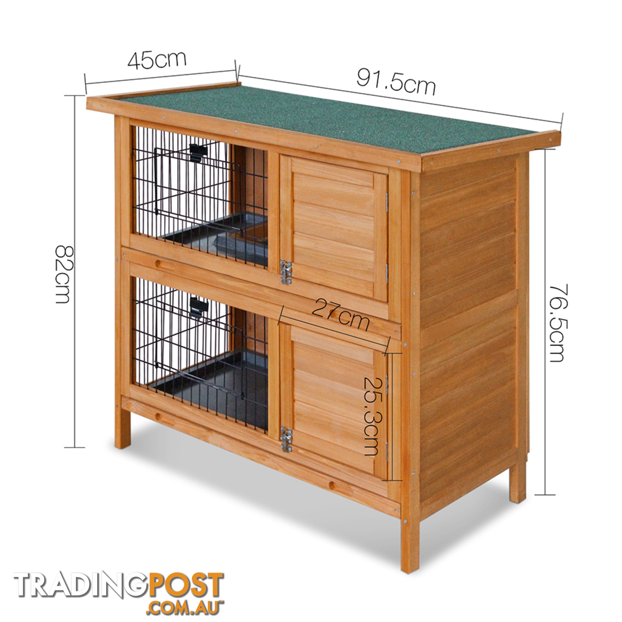 Double Storey Rabbit Hutch with Foldable Ramp