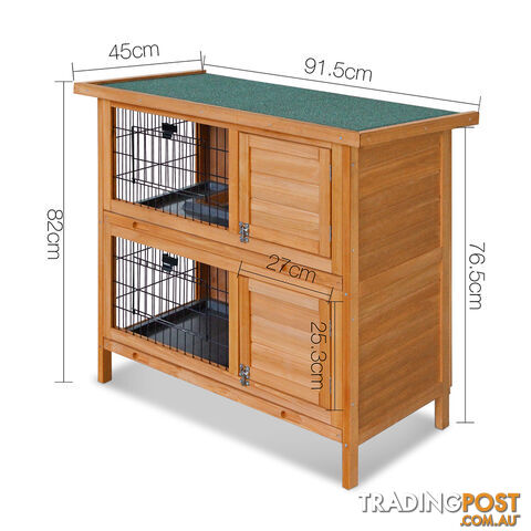 Double Storey Rabbit Hutch with Foldable Ramp