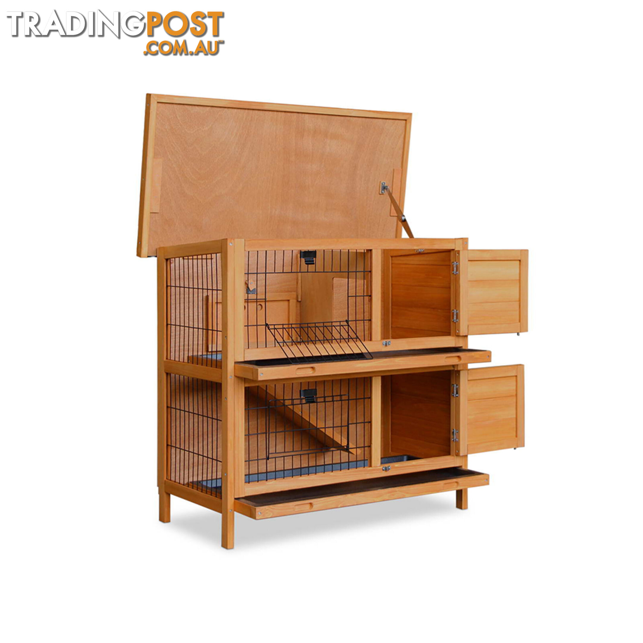 Double Storey Rabbit Hutch with Foldable Ramp