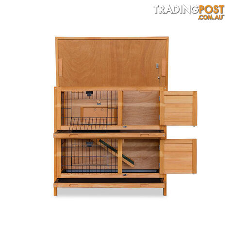 Double Storey Rabbit Hutch with Foldable Ramp