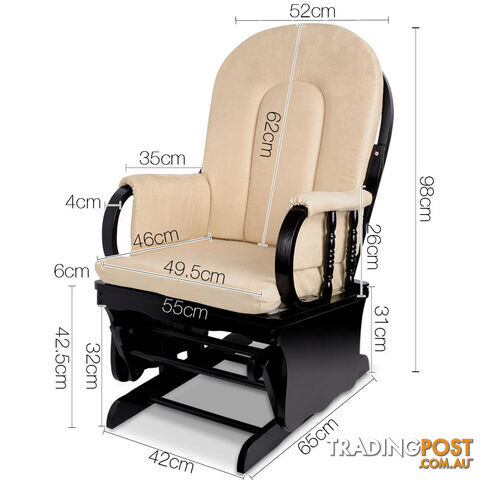 Baby Breast Feeding Sliding Glider Chair w/ Ottoman Beige