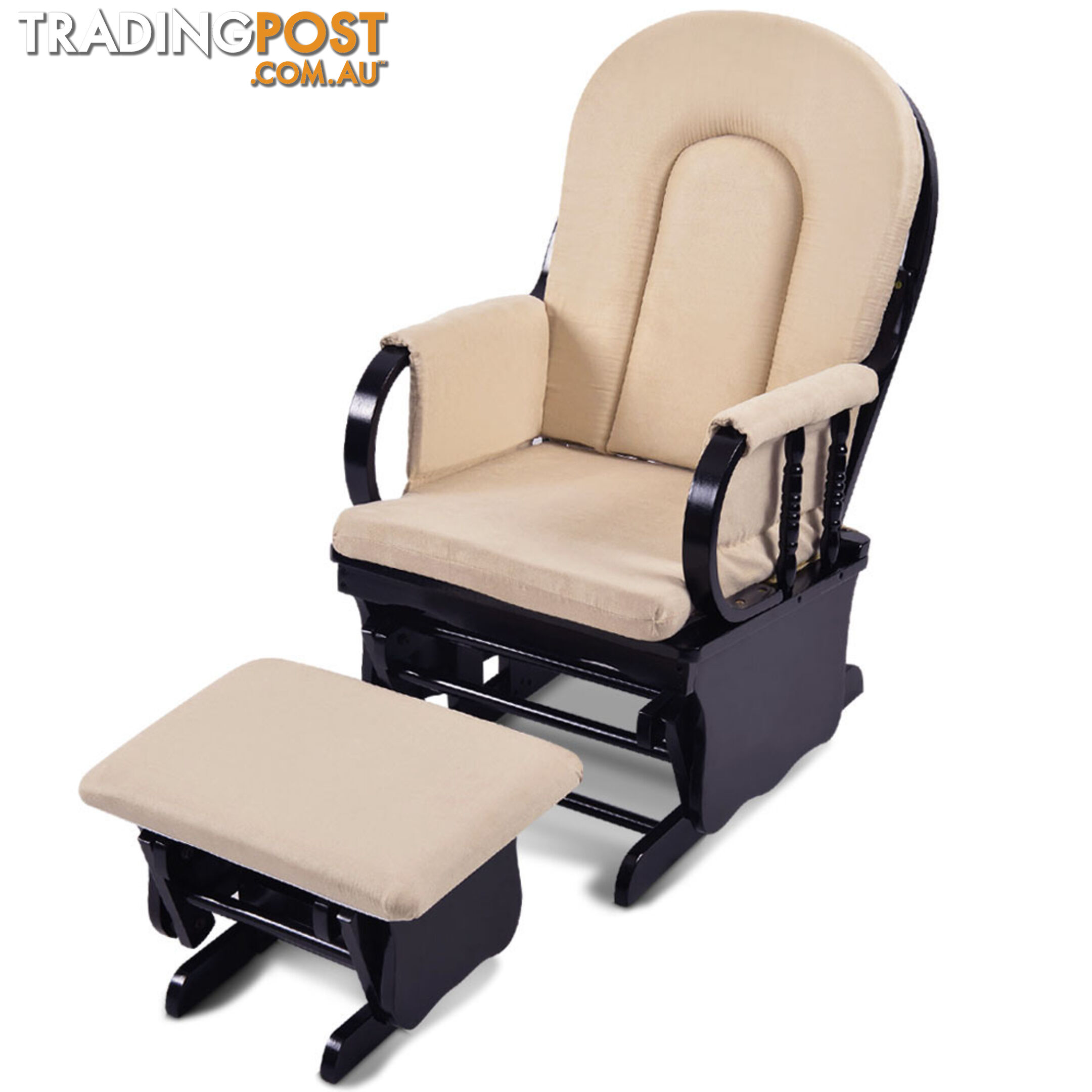 Baby Breast Feeding Sliding Glider Chair w/ Ottoman Beige