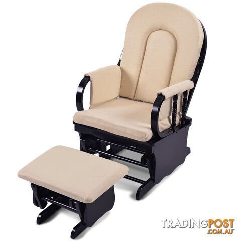 Baby Breast Feeding Sliding Glider Chair w/ Ottoman Beige