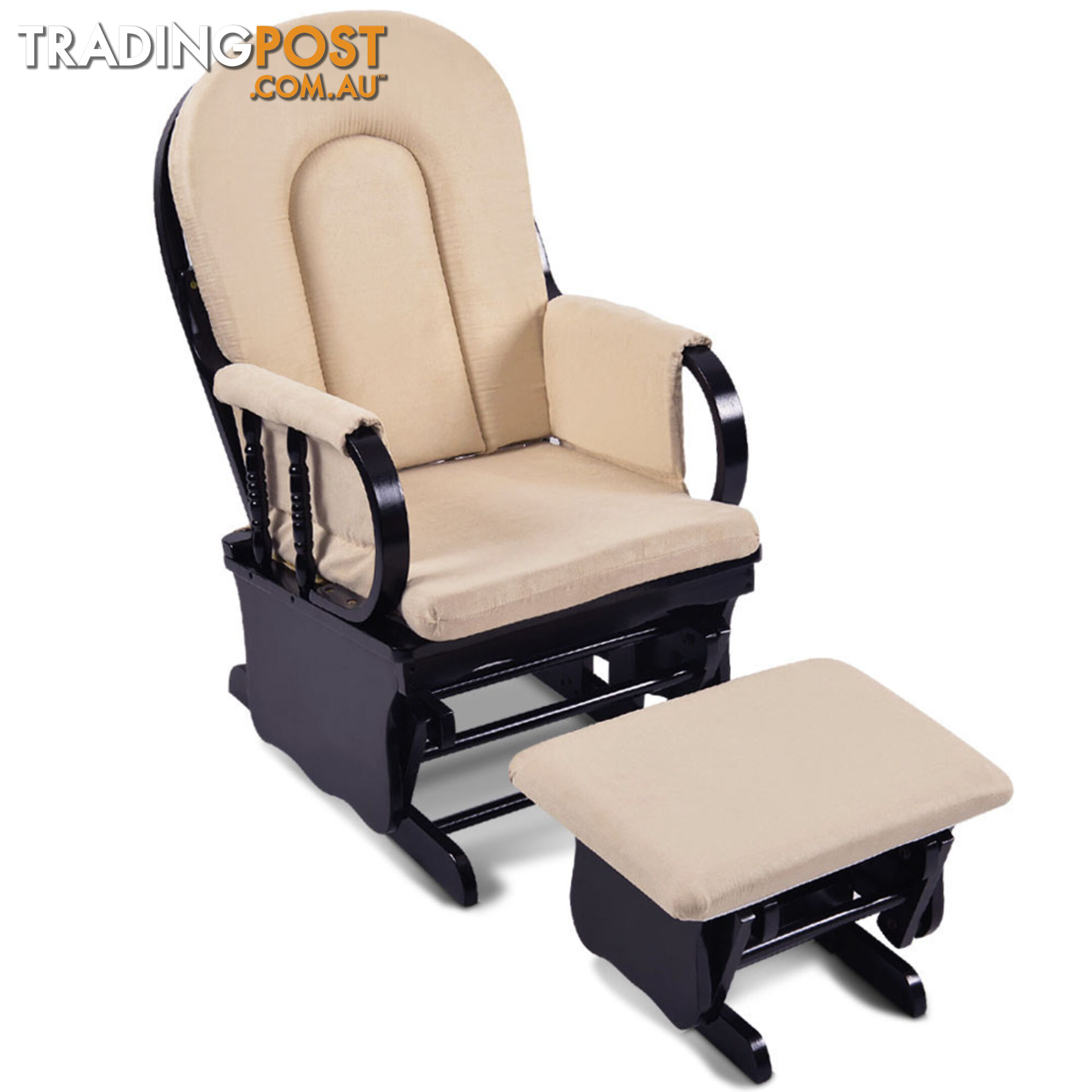 Baby Breast Feeding Sliding Glider Chair w/ Ottoman Beige