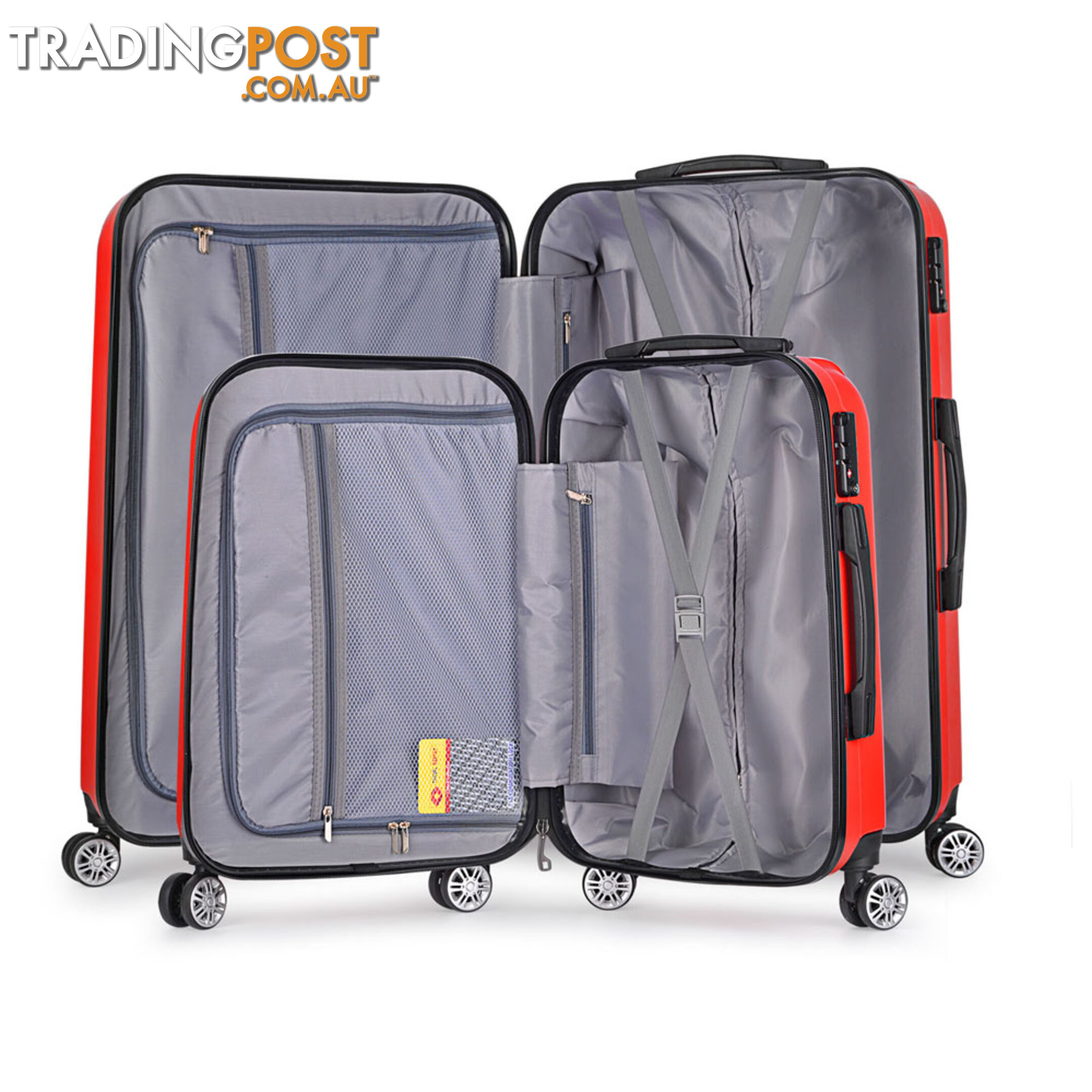 Set of 2 Hard Shell Travel Luggage with TSA Lock - Red