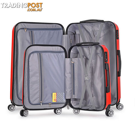 Set of 2 Hard Shell Travel Luggage with TSA Lock - Red