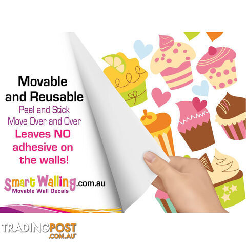 Large Size Cute Cupcakes Wall Stickers - Totally Movable and Reusable - photo 3 of 3