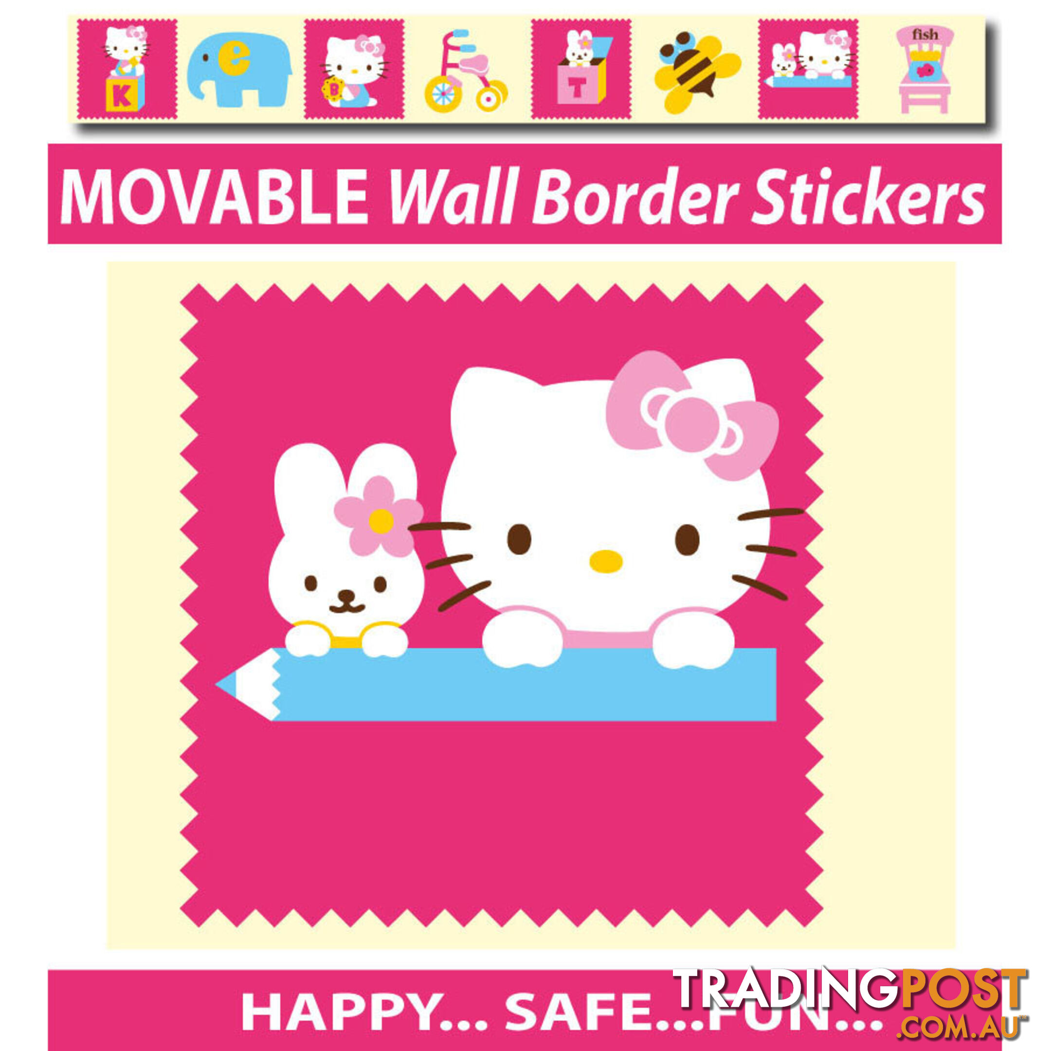 Hello Kitty Wall Border Stickers - Totally Movable