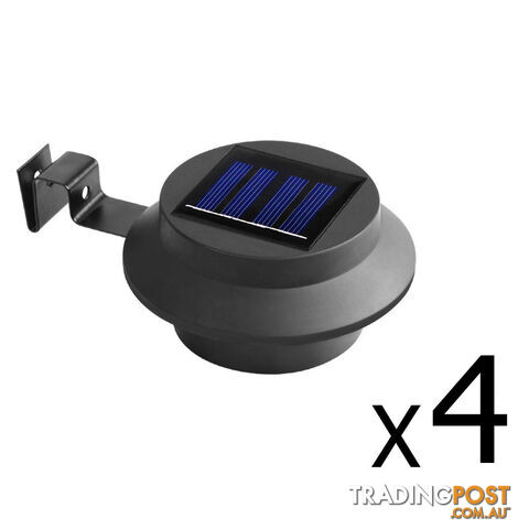 Set of 4 LED Solar Powered Fence Gutter Light Black