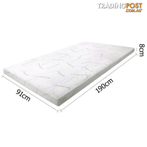Cool Gel Memory Foam Mattress Topper w/ Bamboo Fabric Cover 8cm Single