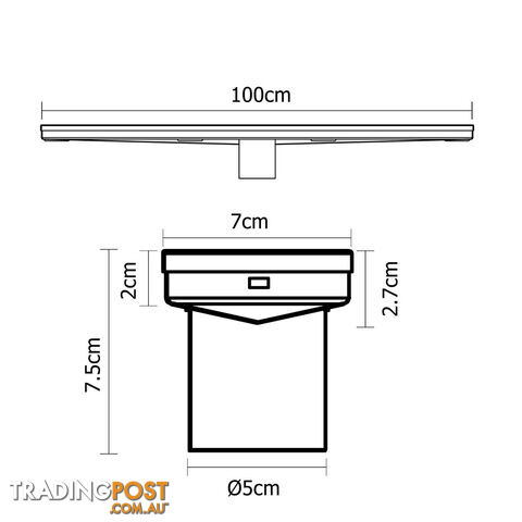 Tile Insert Stainless Steel Shower Grate Drain Floor Bathroom 1000mm - photo 2 of 8