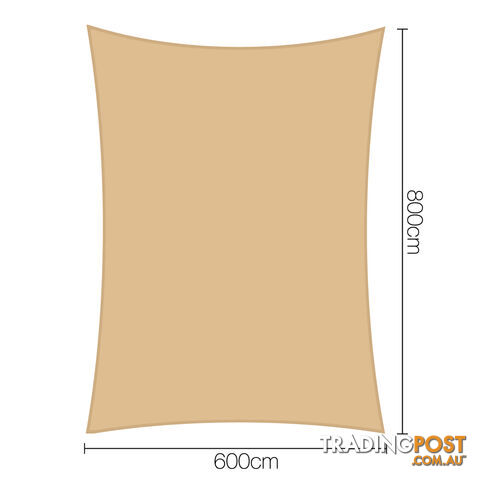 Heavy Duty 185GSM Shade Sail Canopy 6 x 8 M Sand - photo 2 of 5