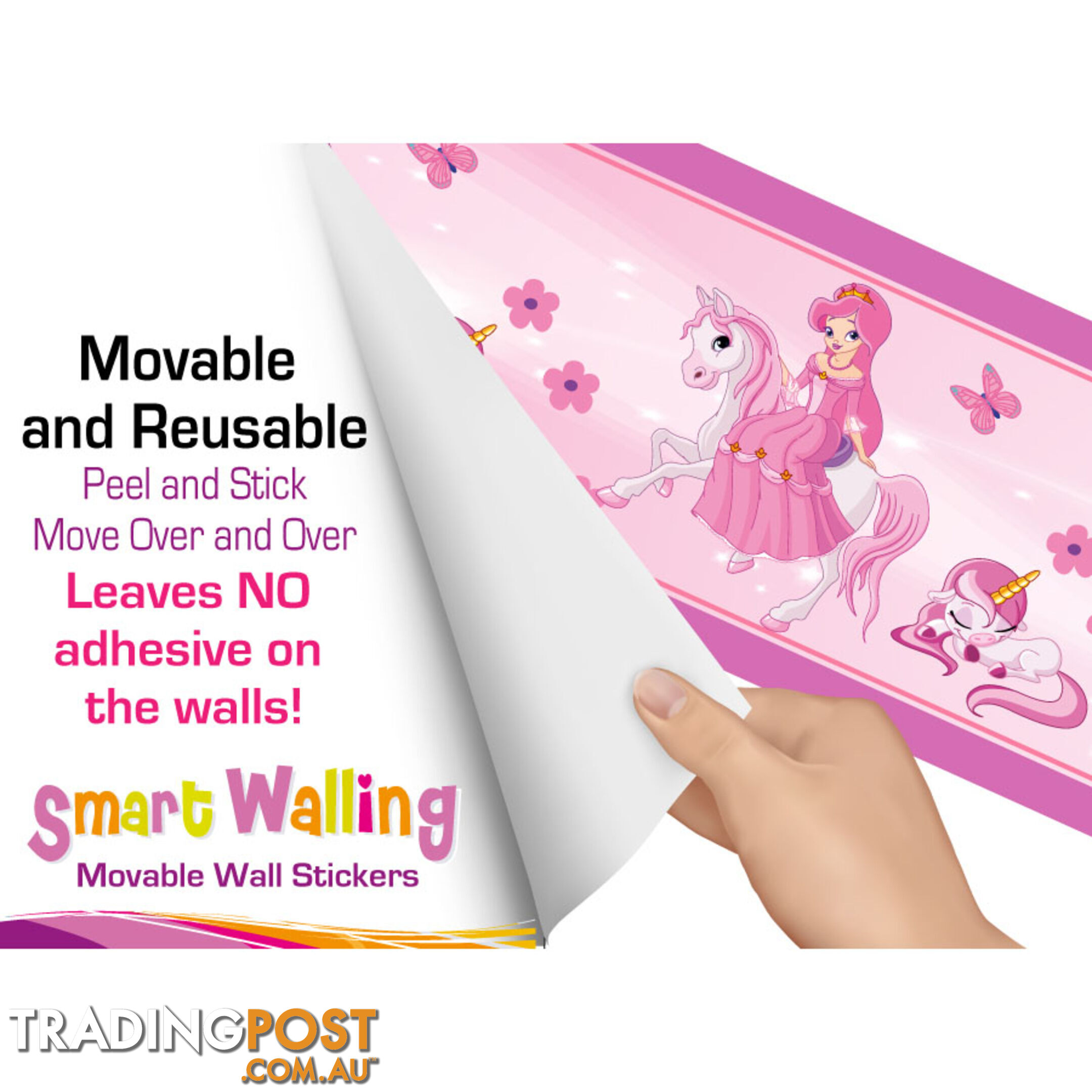 Princess and Unicorns Wall Border Stickers - Totally Movable