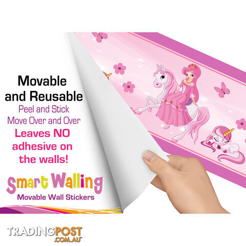 Princess and Unicorns Wall Border Stickers - Totally Movable