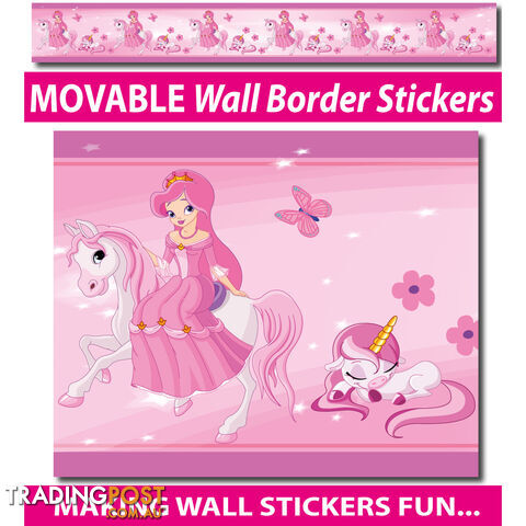 Princess and Unicorns Wall Border Stickers - Totally Movable