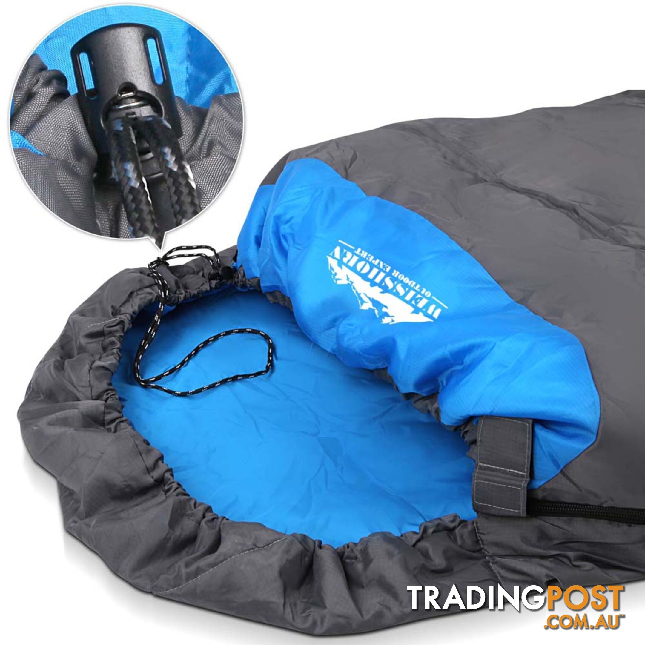 Single Camping Envelope Sleeping Bag Blue Grey